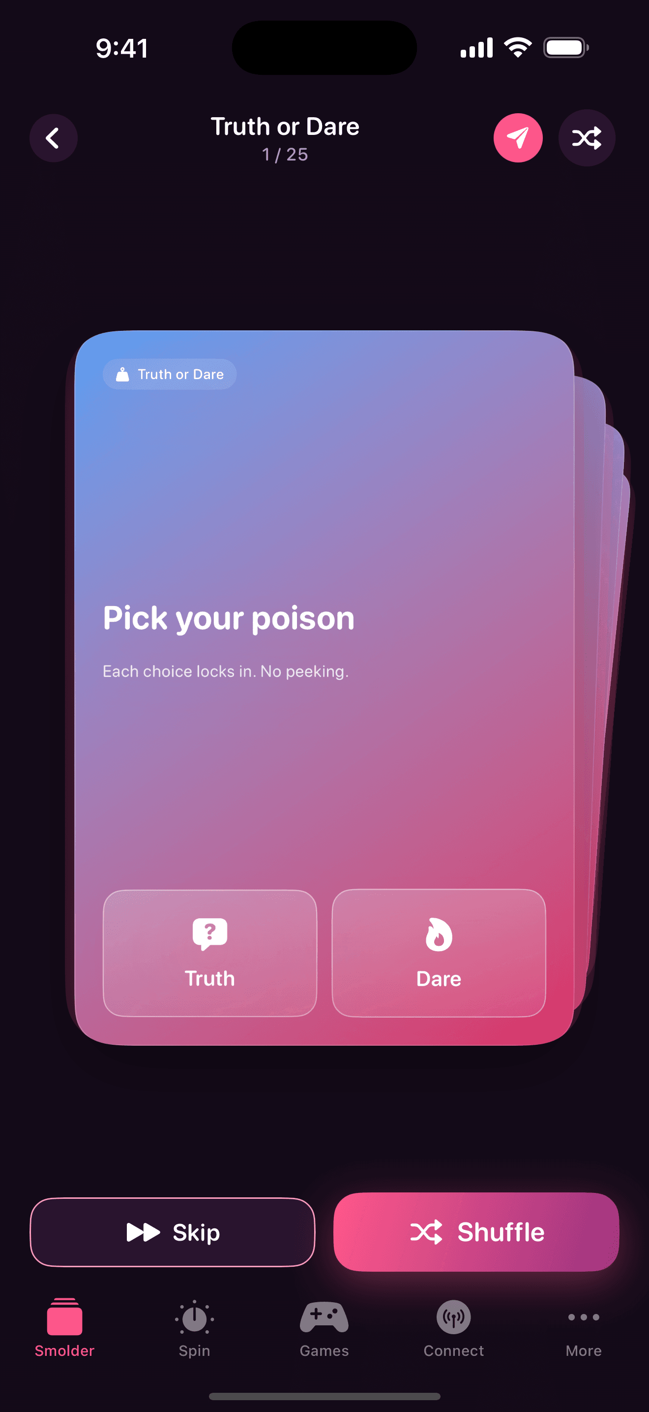 Truth or Dare card prompt